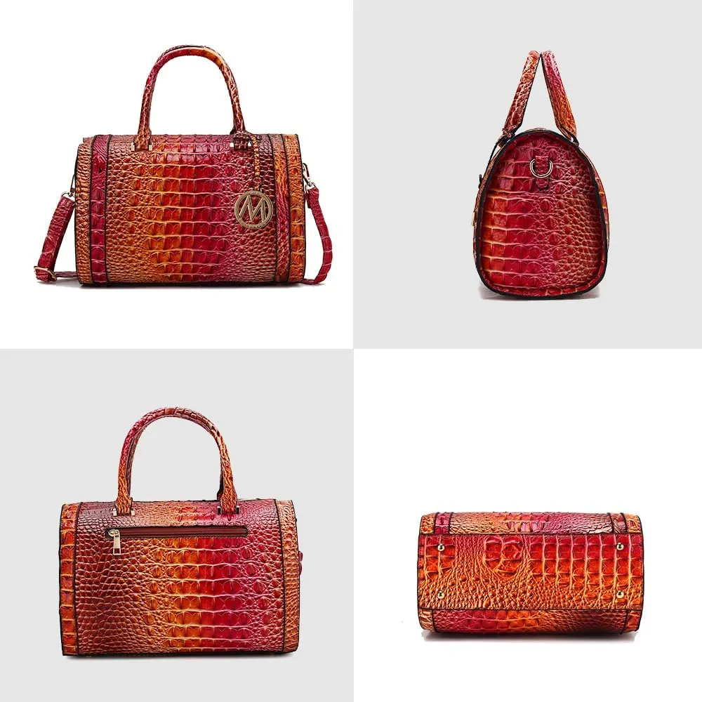 MKF Collection Satchel Bag for Women, Crocodile Embossed Vegan Leather Top-Handles Crossbody Handbag Purse by Mia K