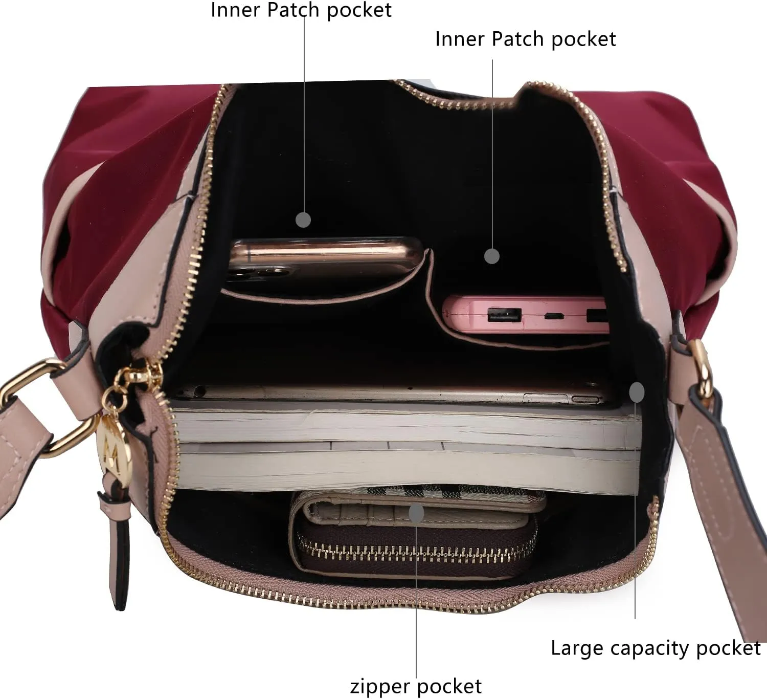 MKF Collection Shoulder Bag for Women, Nylon Handbag Purse, Top-Handle Hobo Bag And Wallet