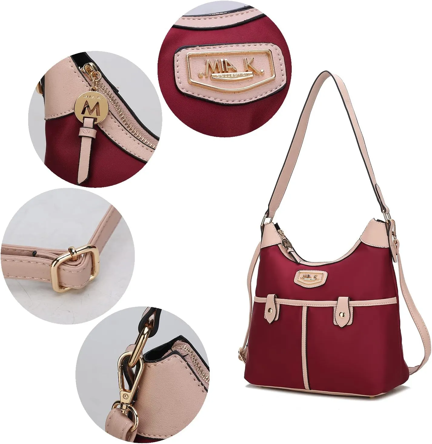 MKF Collection Shoulder Bag for Women, Nylon Handbag Purse, Top-Handle Hobo Bag And Wallet