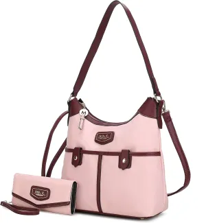 MKF Collection Shoulder Bag for Women, Nylon Handbag Purse, Top-Handle Hobo Bag And Wallet
