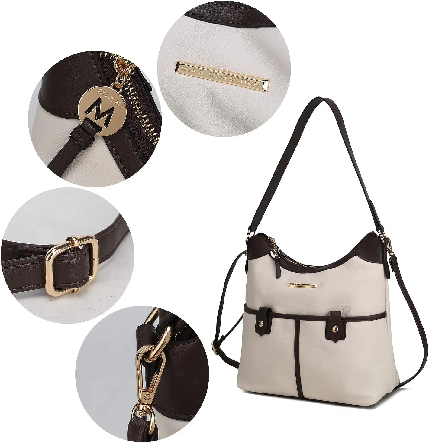 MKF Collection Shoulder Bags for Women, Crossbody Vegan Leather Handbag Purse, Top-Handle Hobo Tote Bag