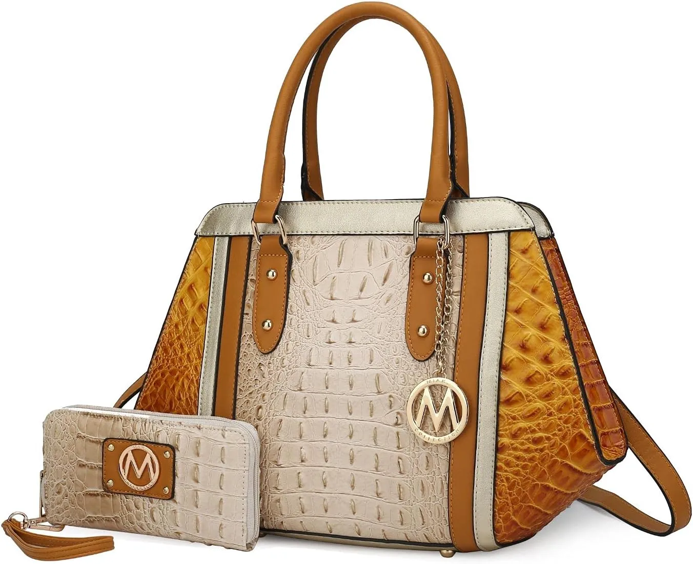 MKF satchel bags for women, Featuring a faux crocodile-embossed finish crossover handbag, shoulder side messenger bag