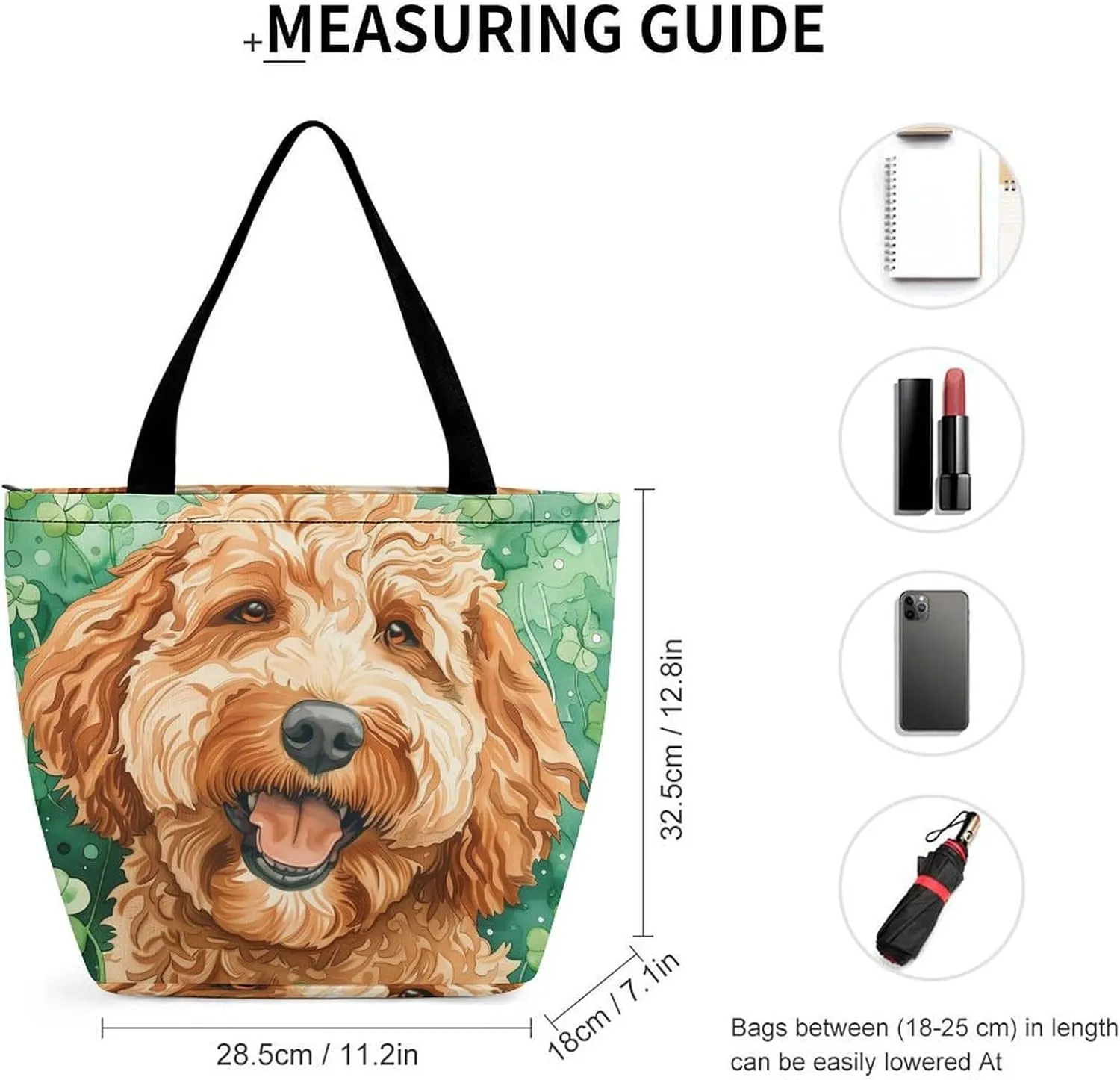 MoBlinko Border Collie Dog St Patrick's Day Women Tote Bags Yoga Reusable Grocery Bagsshoulder Bag Handbag with Zipper