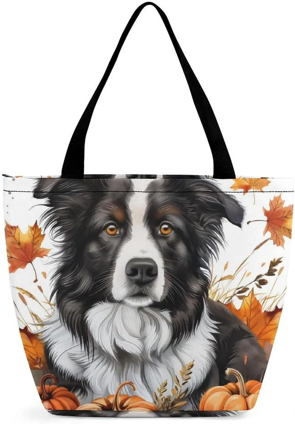 MoBlinko Dog Fall Tote Bag for Women Reusable Shopping Bag Handbags Shoulder Bags with Zipper