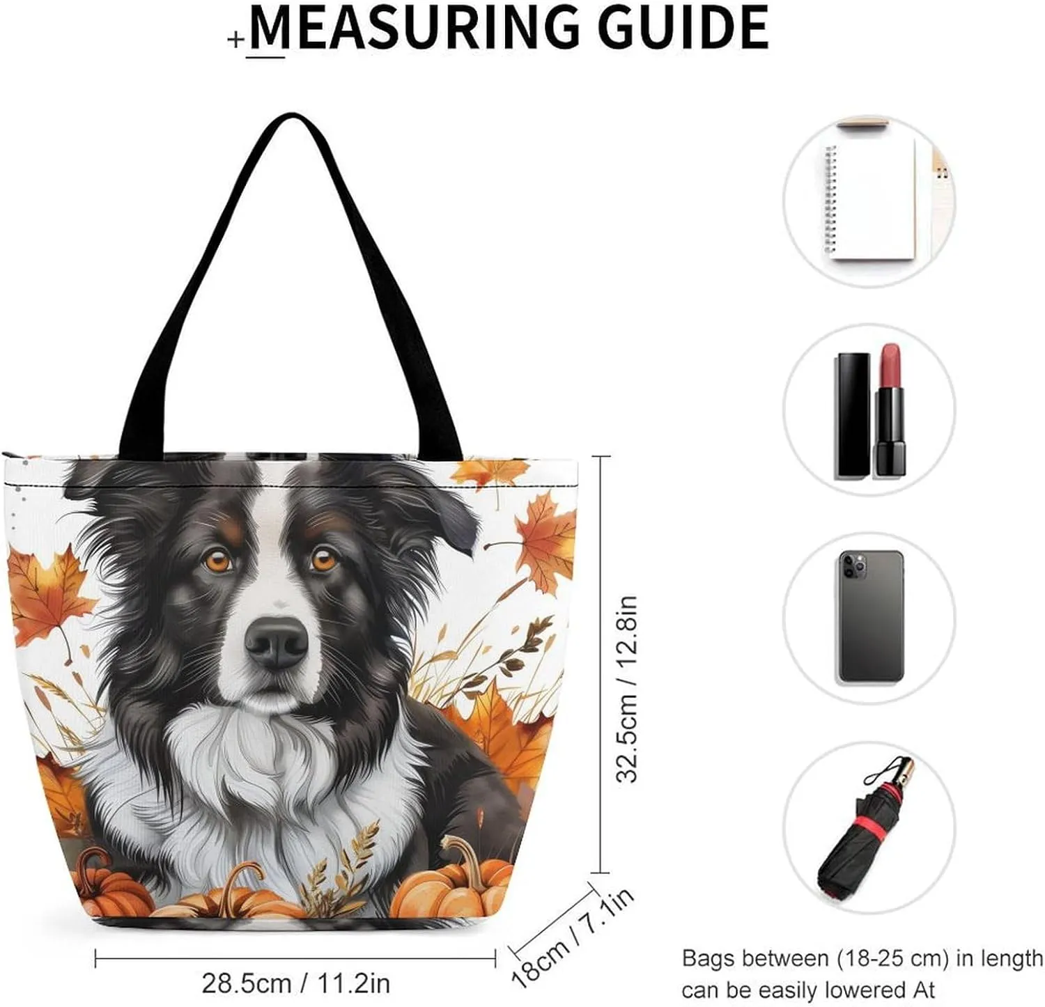 MoBlinko Dog Fall Tote Bag for Women Reusable Shopping Bag Handbags Shoulder Bags with Zipper