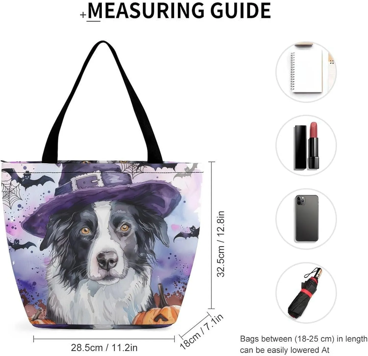 MoBlinko Halloween Dog Women Tote Bags Yoga Reusable Grocery Bagsshoulder Bag Handbag with Zipper