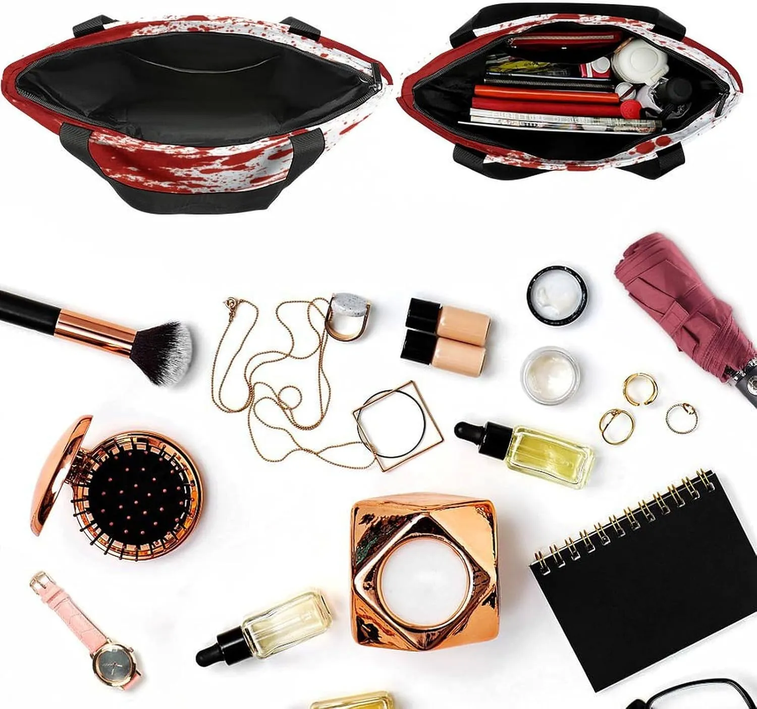MoBlinko Halloween Red Blood Splatter Women Tote Bags Yoga Reusable Grocery Bagsshoulder Bag Handbag with Zipper