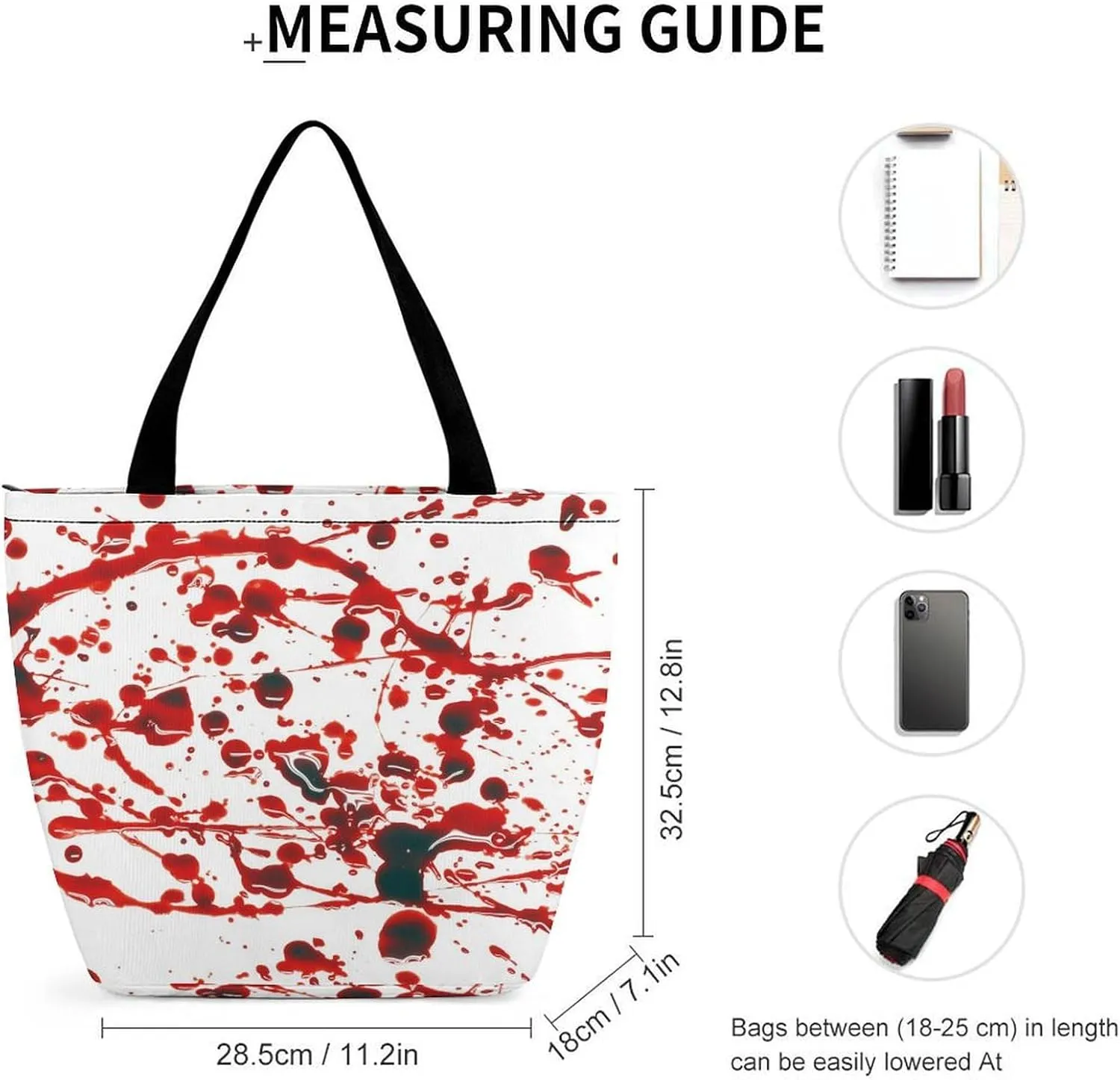 MoBlinko Halloween Red Blood Splatter Women Tote Bags Yoga Reusable Grocery Bagsshoulder Bag Handbag with Zipper