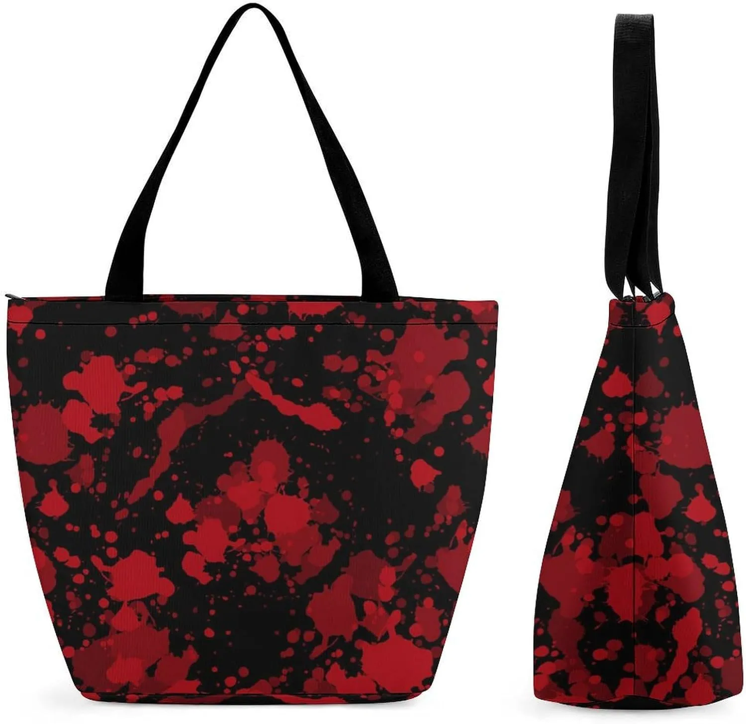 MoBlinko Halloween Red Blood Splatter Women Tote Bags Yoga Reusable Grocery Bagsshoulder Bag Handbag with Zipper
