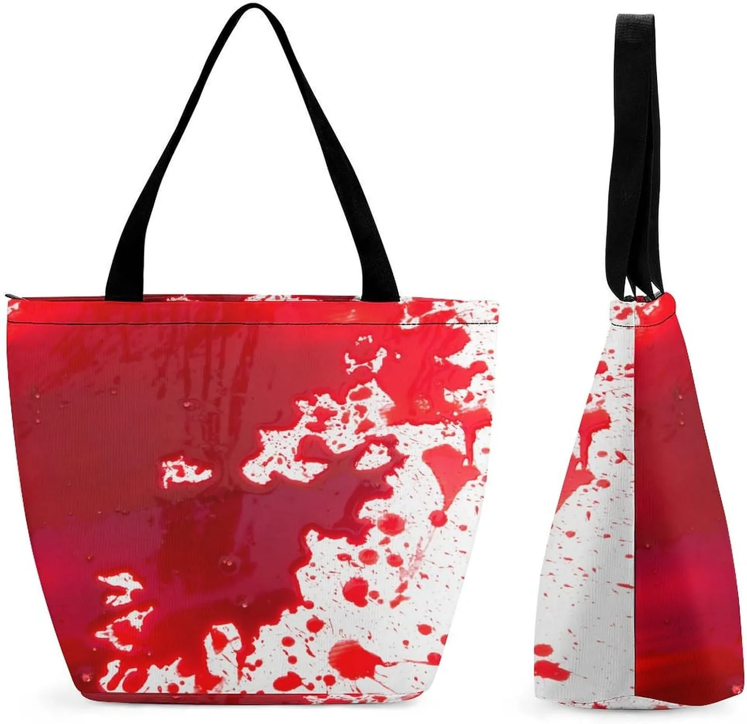 MoBlinko Halloween Red Blood Splatter Women Tote Bags Yoga Reusable Grocery Bagsshoulder Bag Handbag with Zipper