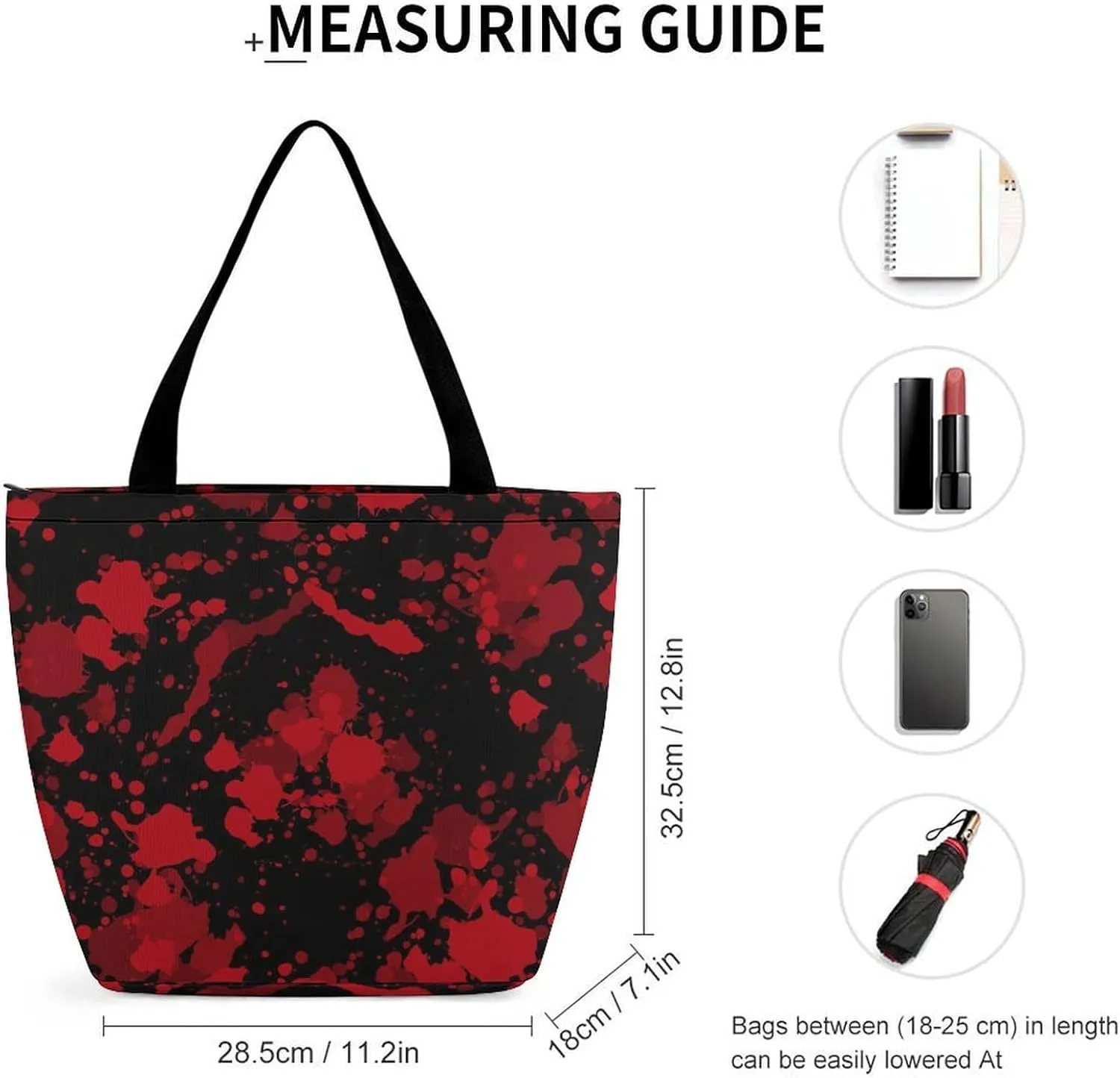 MoBlinko Halloween Red Blood Splatter Women Tote Bags Yoga Reusable Grocery Bagsshoulder Bag Handbag with Zipper