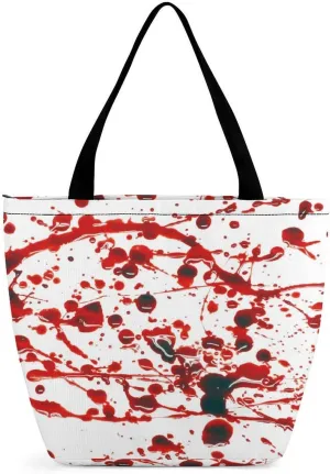 MoBlinko Halloween Red Blood Splatter Women Tote Bags Yoga Reusable Grocery Bagsshoulder Bag Handbag with Zipper