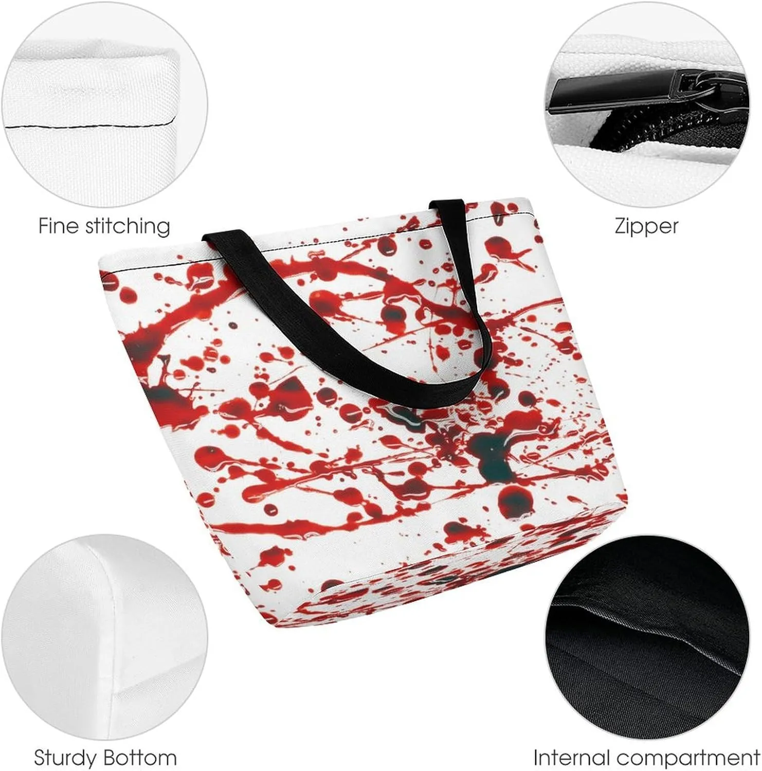 MoBlinko Halloween Red Blood Splatter Women Tote Bags Yoga Reusable Grocery Bagsshoulder Bag Handbag with Zipper