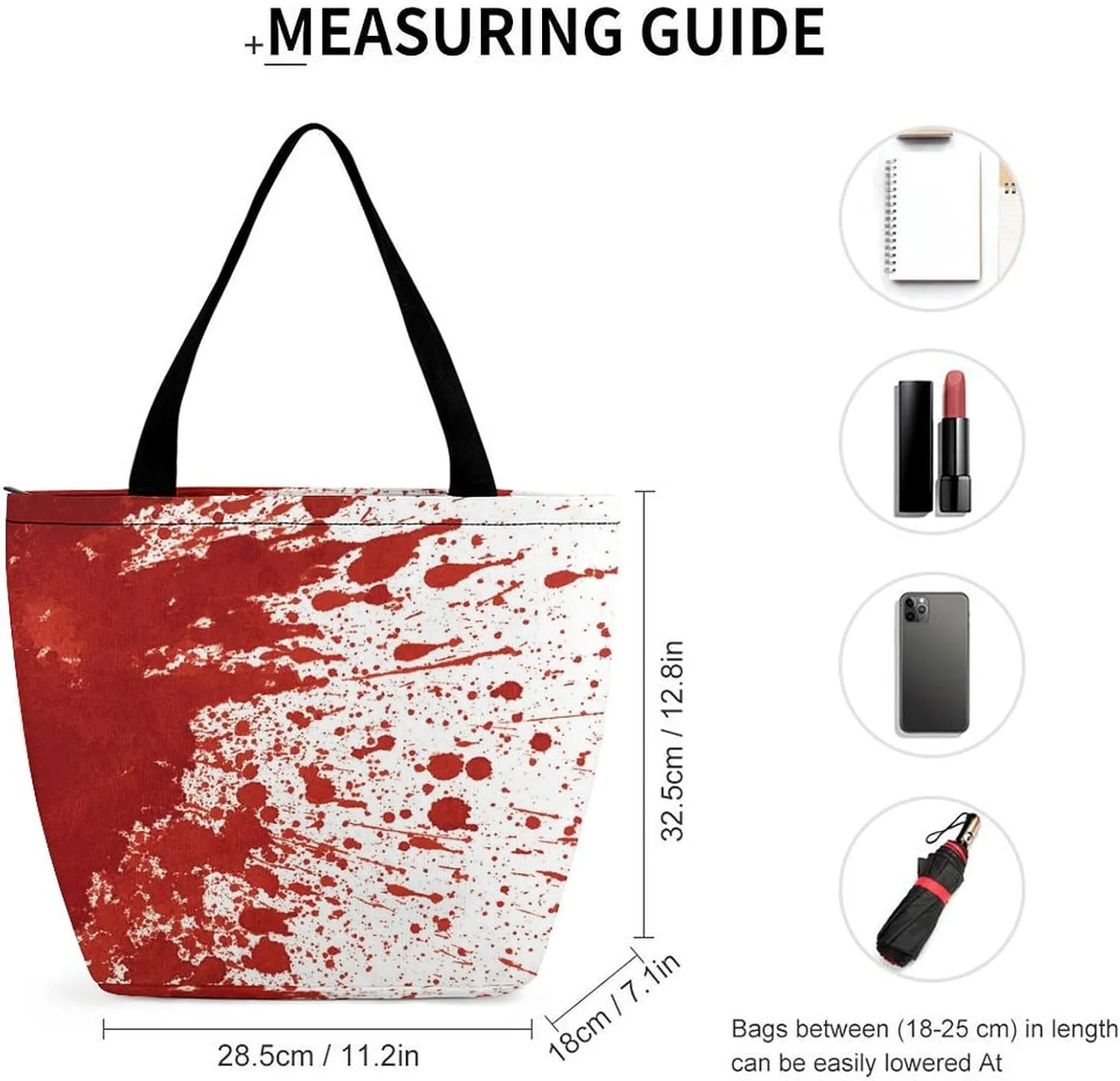 MoBlinko Halloween Red Blood Splatter Women Tote Bags Yoga Reusable Grocery Bagsshoulder Bag Handbag with Zipper