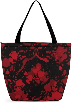 MoBlinko Halloween Red Blood Splatter Women Tote Bags Yoga Reusable Grocery Bagsshoulder Bag Handbag with Zipper