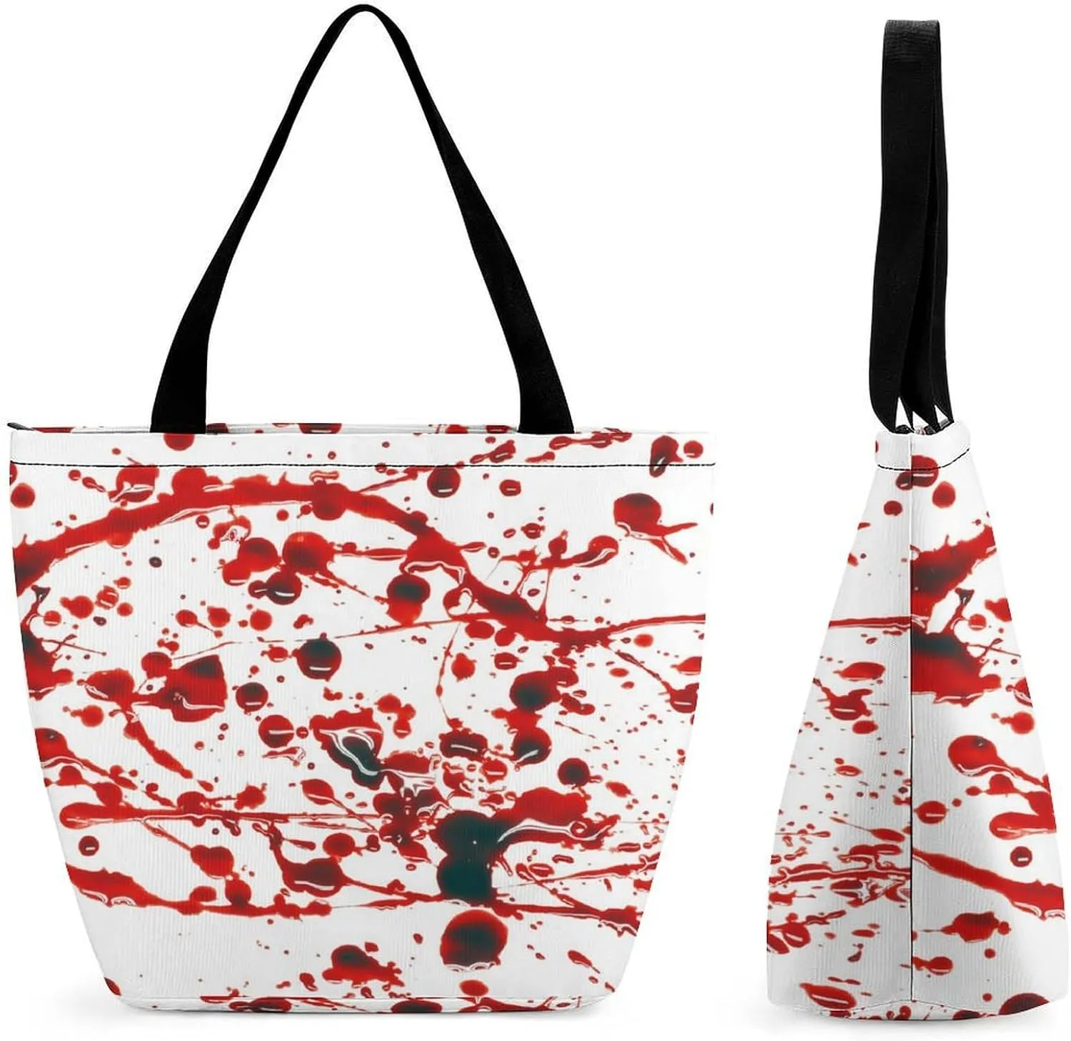 MoBlinko Halloween Red Blood Splatter Women Tote Bags Yoga Reusable Grocery Bagsshoulder Bag Handbag with Zipper