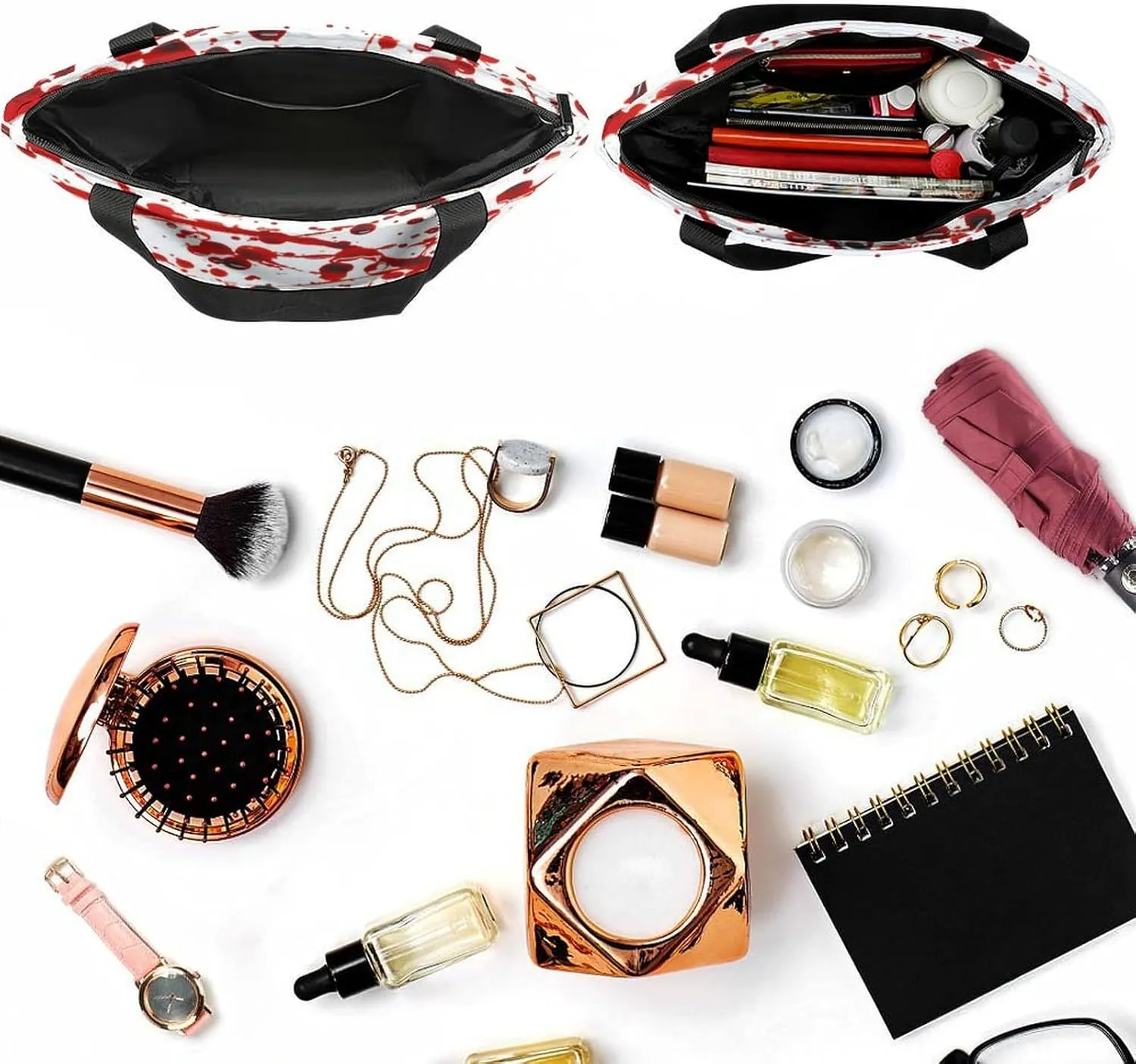 MoBlinko Halloween Red Blood Splatter Women Tote Bags Yoga Reusable Grocery Bagsshoulder Bag Handbag with Zipper