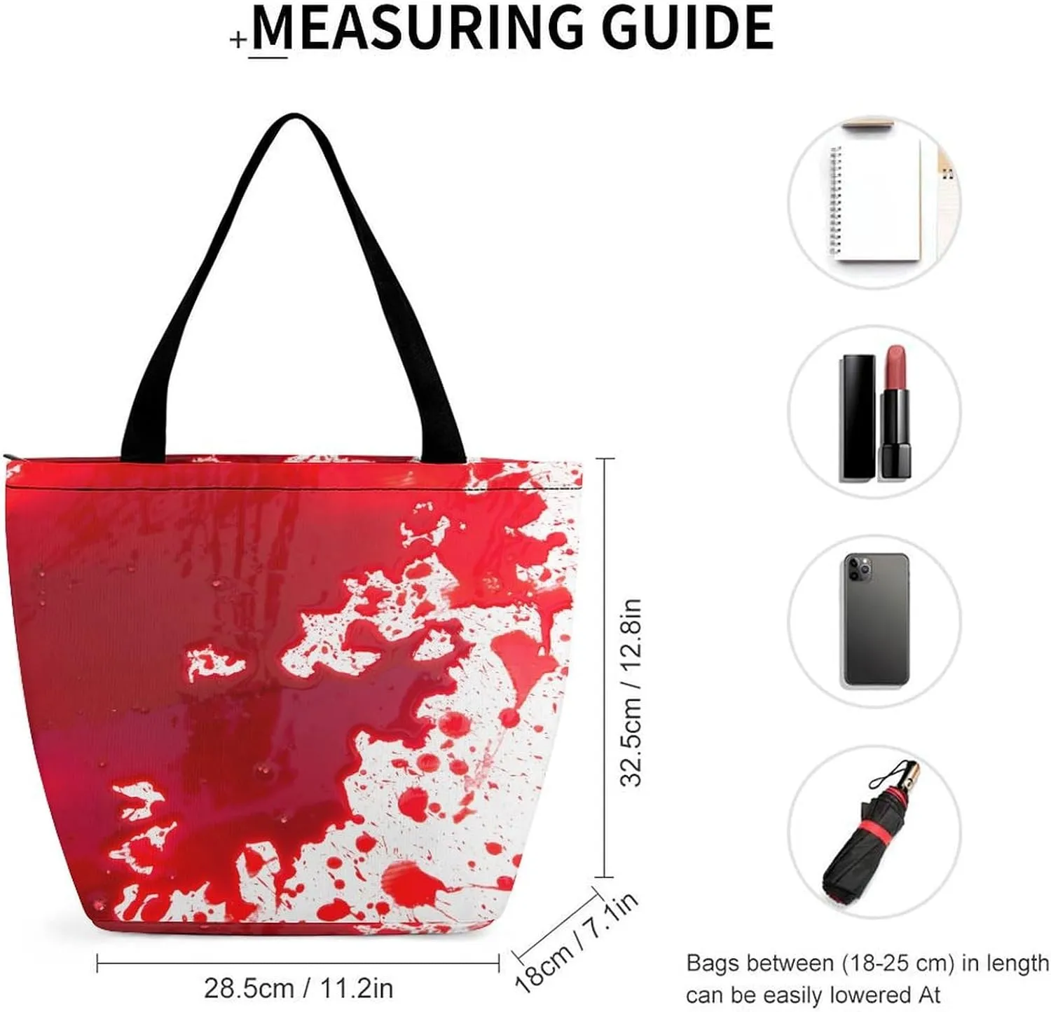MoBlinko Halloween Red Blood Splatter Women Tote Bags Yoga Reusable Grocery Bagsshoulder Bag Handbag with Zipper