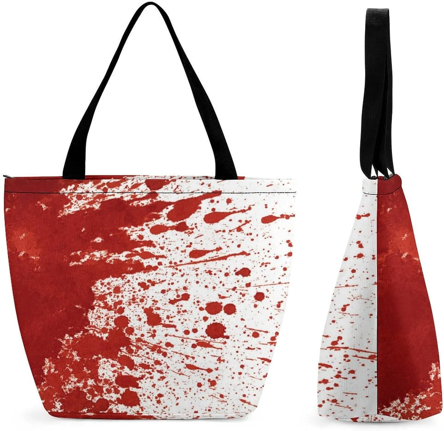 MoBlinko Halloween Red Blood Splatter Women Tote Bags Yoga Reusable Grocery Bagsshoulder Bag Handbag with Zipper