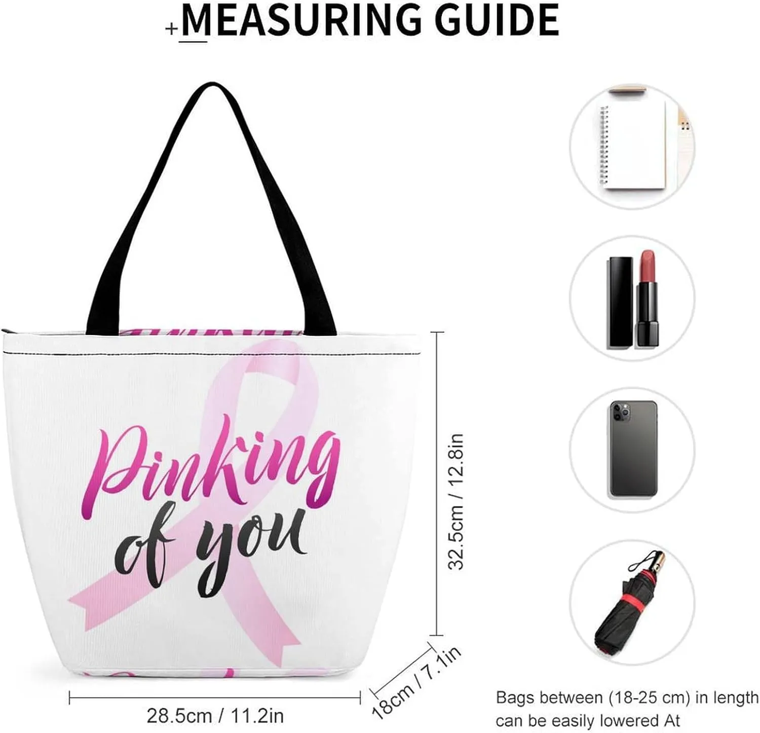 MoBlinko Pink Ribbon Woman Womens Tote Bags Reusable Yoga Shoulder Bag Handbag with Zipper for Grocery Shopping Gifts