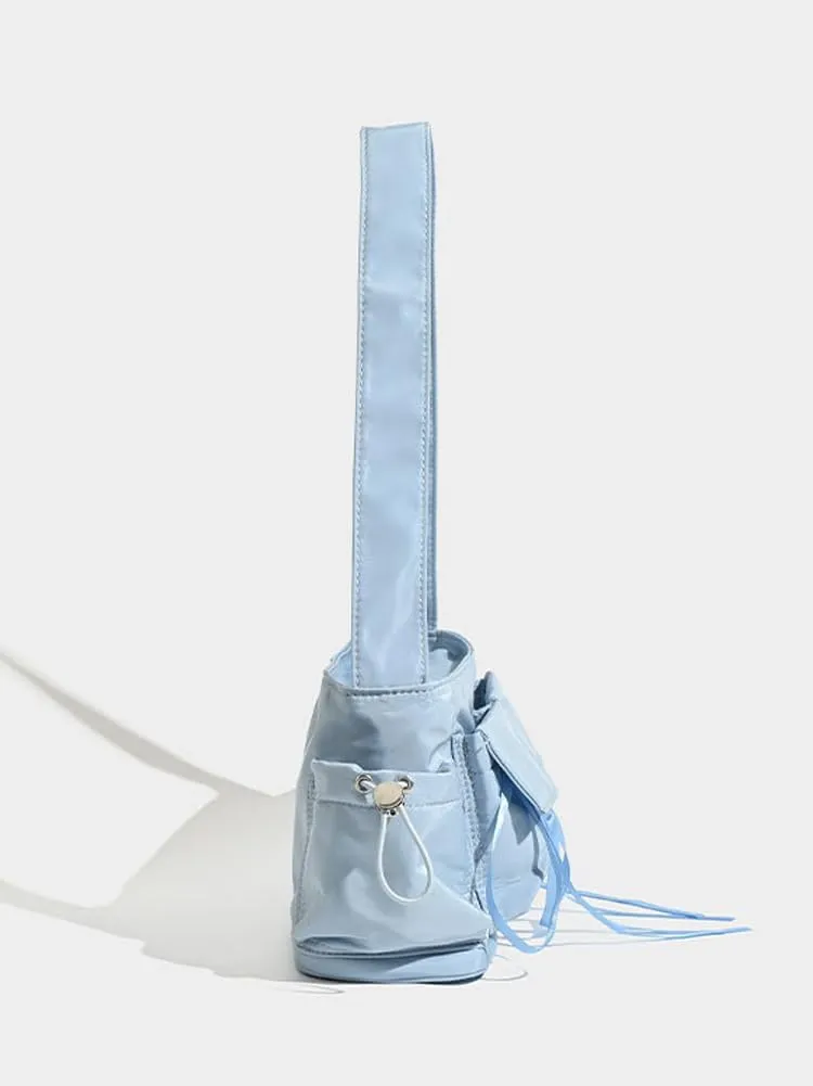 Molodo Women's Shoulder Bag Bow Tassel Shoulder Bag Casual Multipocket Nylon Underarm Bag Hobo Purses