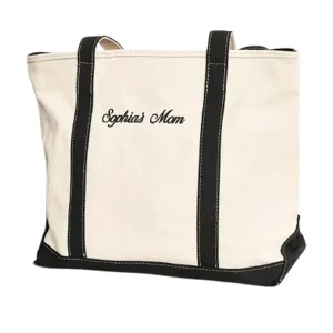 Monogrammed Canvas Beach Tote Bag - Custom Embroidered Preppy Boat Bag, Lightweight Reusable Grocery Bag for Women, Personalized Gift for Her,Bridesmaid Bags