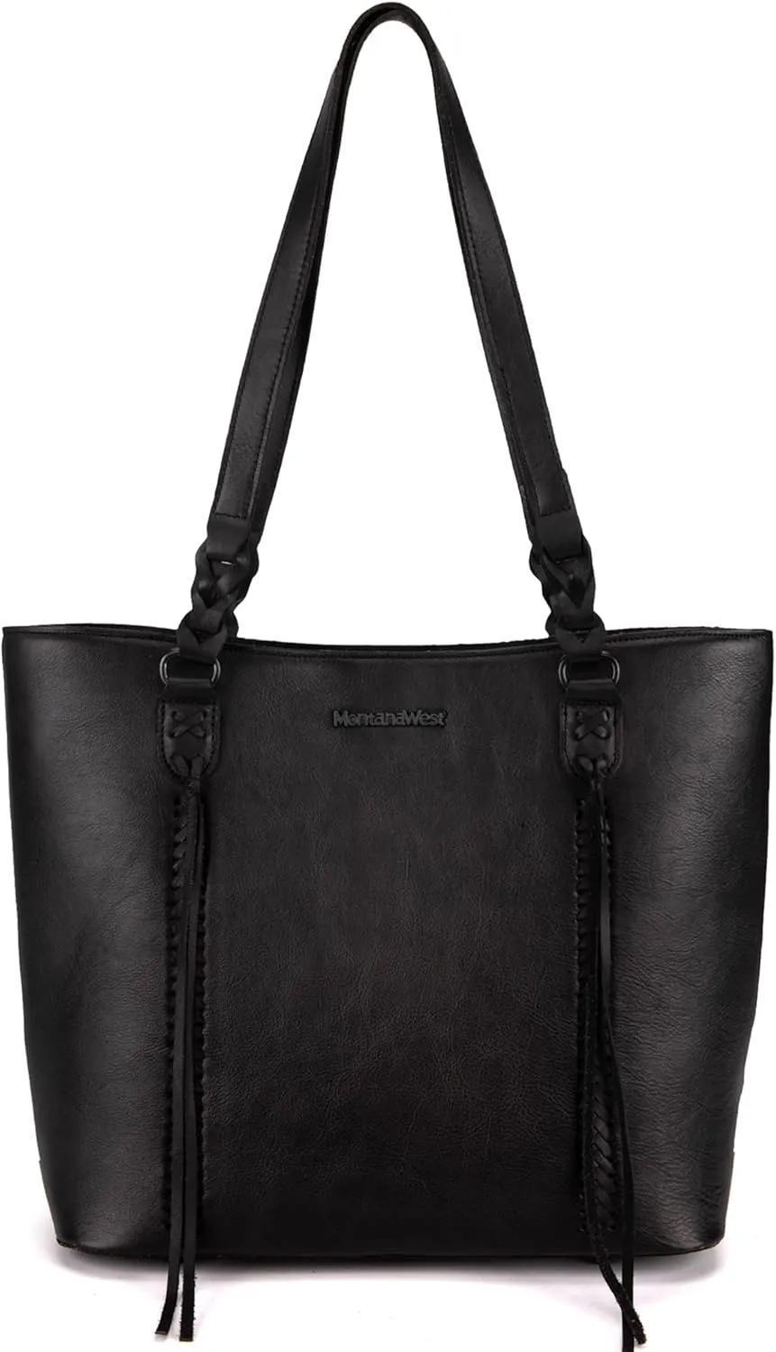 Montana West Genuine Leather Tote Bags for Women Shoulder Purses Tassel Handbag