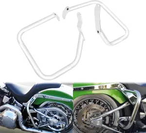 Motorcycle Saddlebag Guard Crash Bar Bracket Fit For Harley Heritage Softail Classic FLST FLSTC 2000-2017 FXST FXSTB FXSTS 2000-2005 (Chrome)