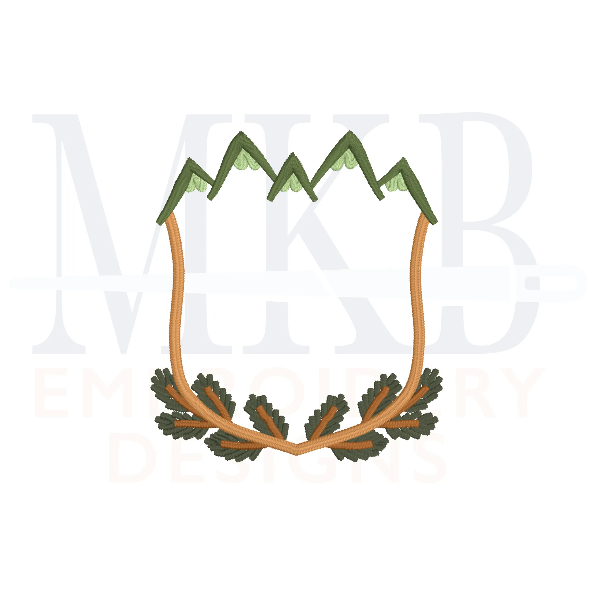 Mountain Pine Branch Crest Machine Embroidery Design File