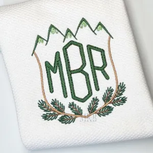 Mountain Pine Branch Crest Machine Embroidery Design File