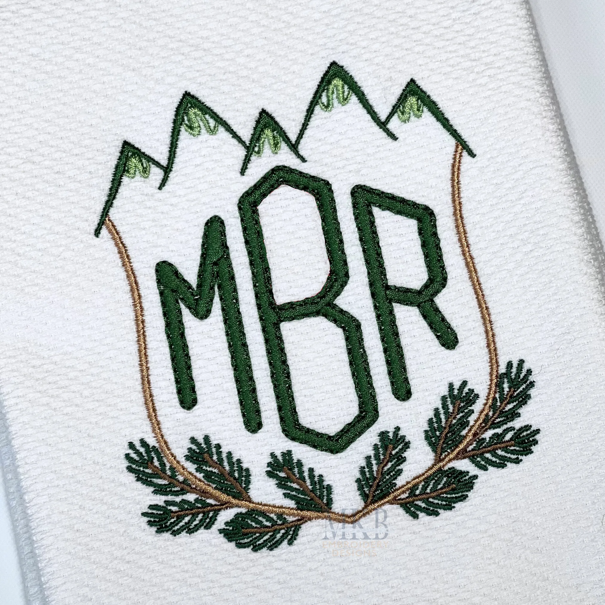 Mountain Pine Branch Crest Machine Embroidery Design File