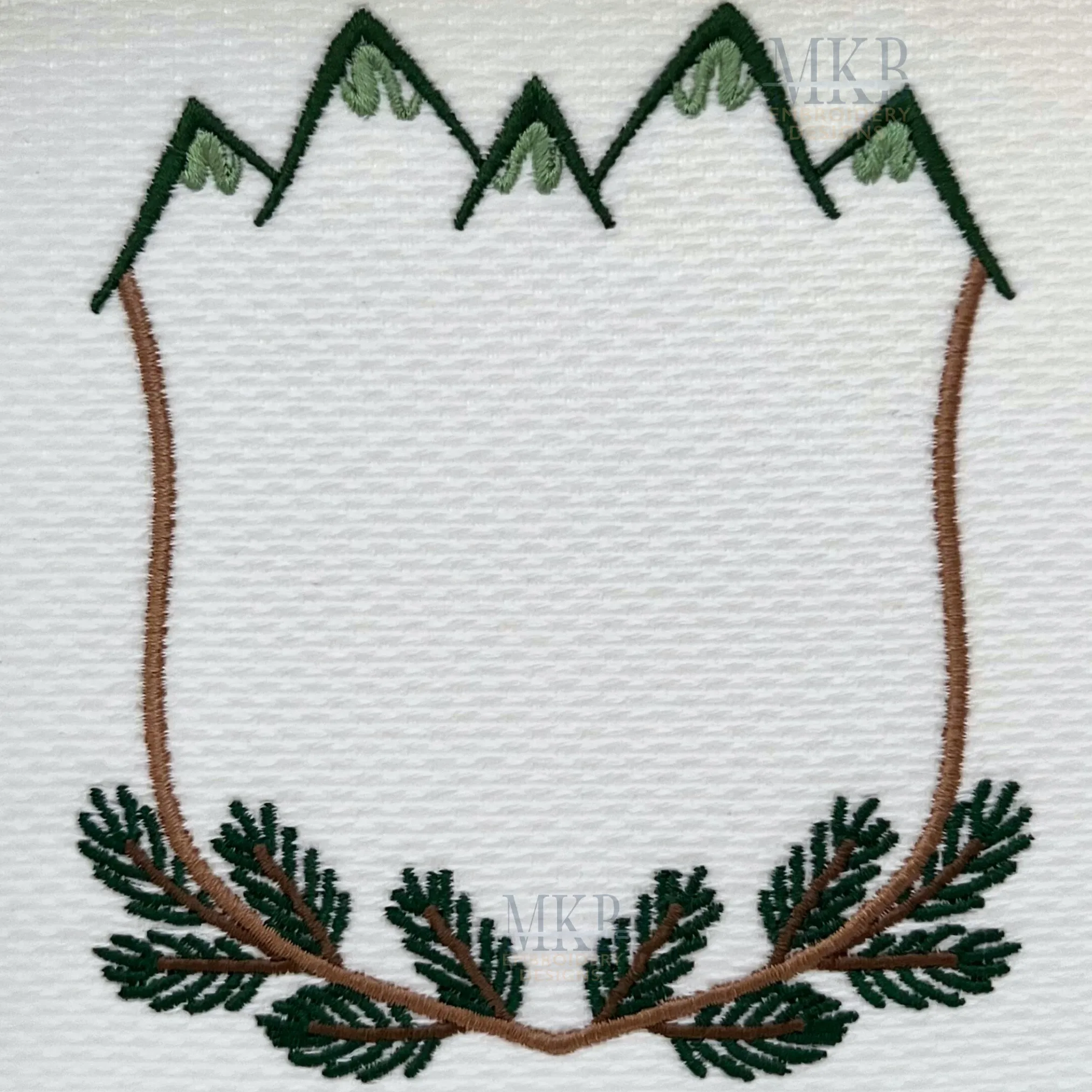 Mountain Pine Branch Crest Machine Embroidery Design File