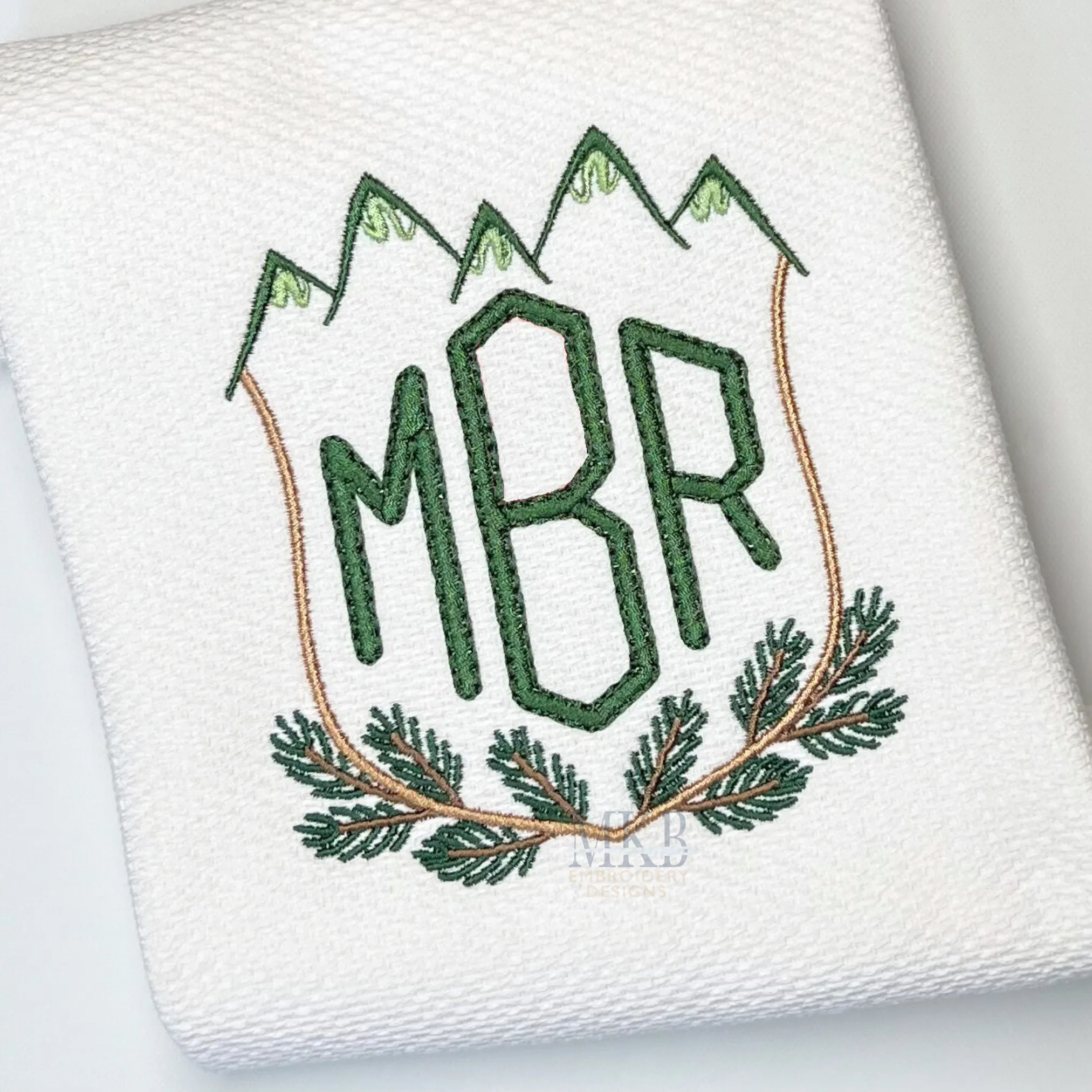 Mountain Pine Branch Crest Machine Embroidery Design File