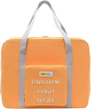 Muka Custom Embroidered Duffle Bags, Foldable Travel Bag Orange Storage Bag with Personalized Logo