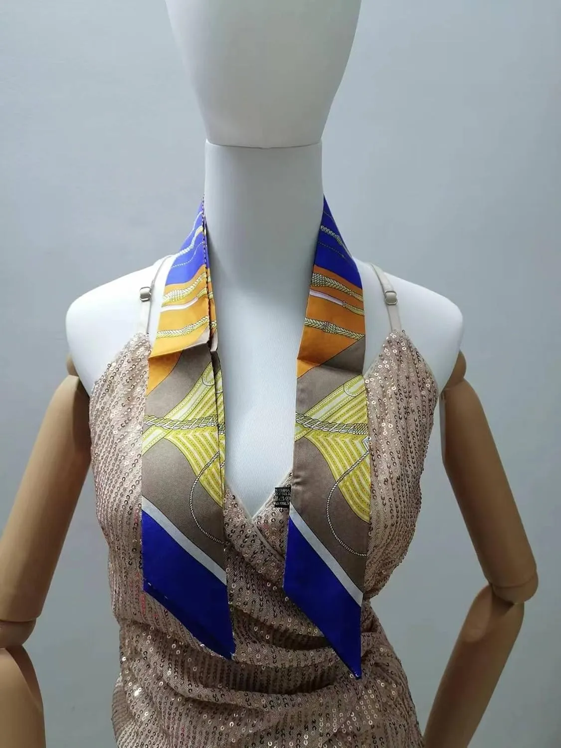 Mulberry Silk Scarf for Handbags,Bags, and Purse，2 Pcs 2"x35" Hair Ribbon Skinny Neck Fashion Scarves for Women