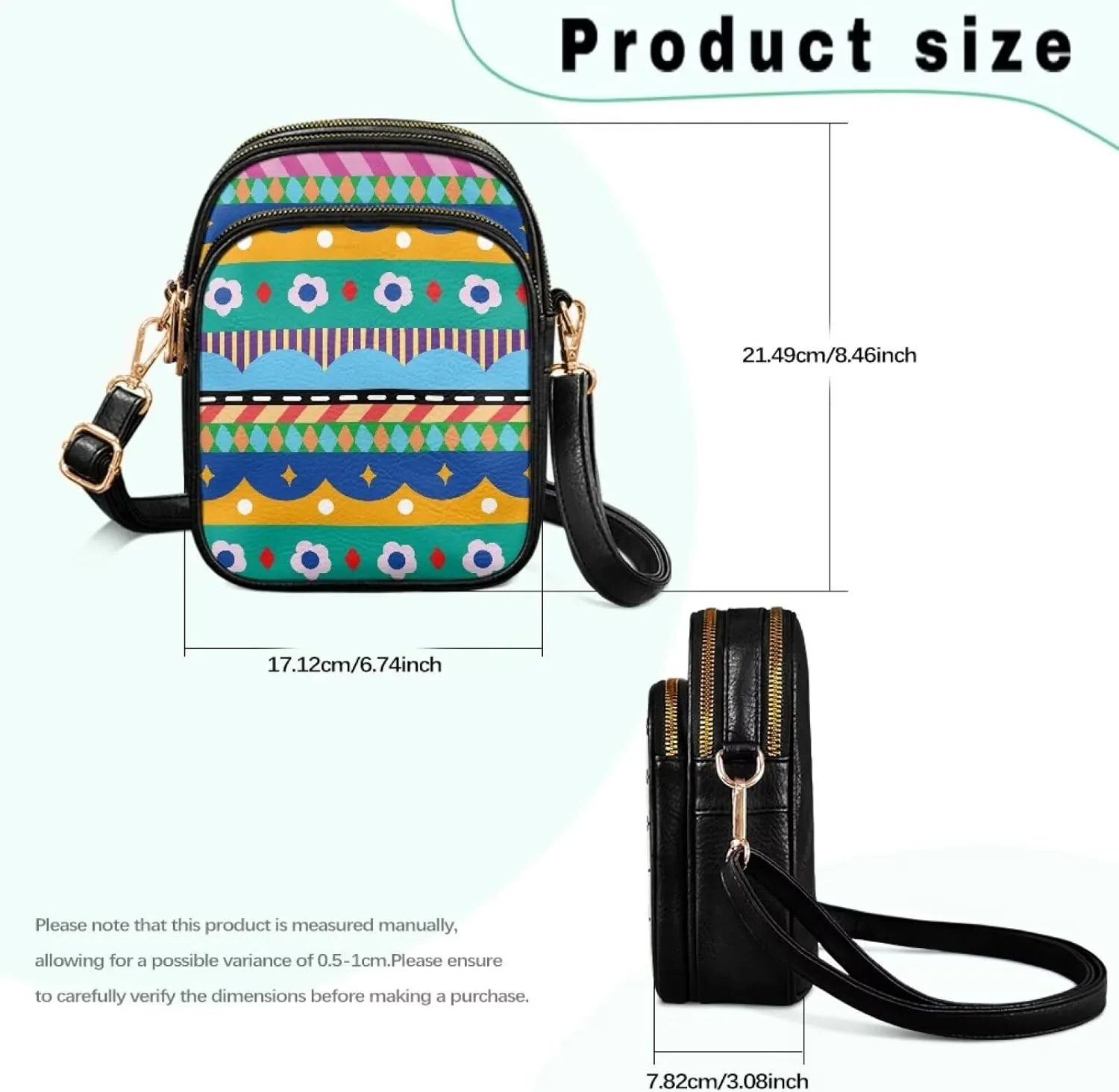 Multi Pocket PU Leather Crossbody Bag Shoulder Handbags Sling Bag Messenger Bags with Adjustable Strap