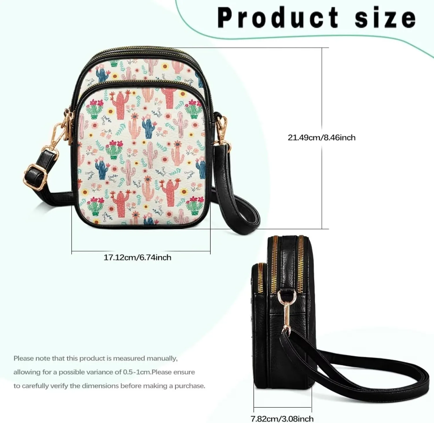 Multi Pocket PU Leather Crossbody Bag Shoulder Handbags Sling Bag Messenger Bags with Adjustable Strap