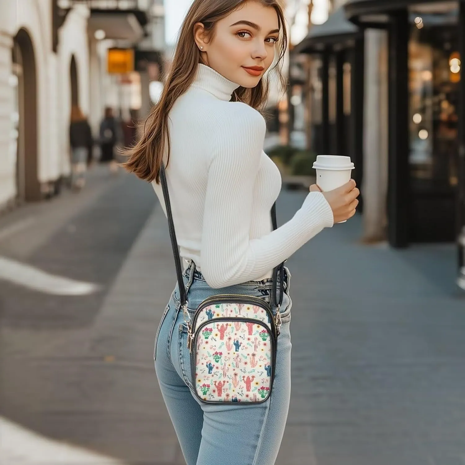 Multi Pocket PU Leather Crossbody Bag Shoulder Handbags Sling Bag Messenger Bags with Adjustable Strap