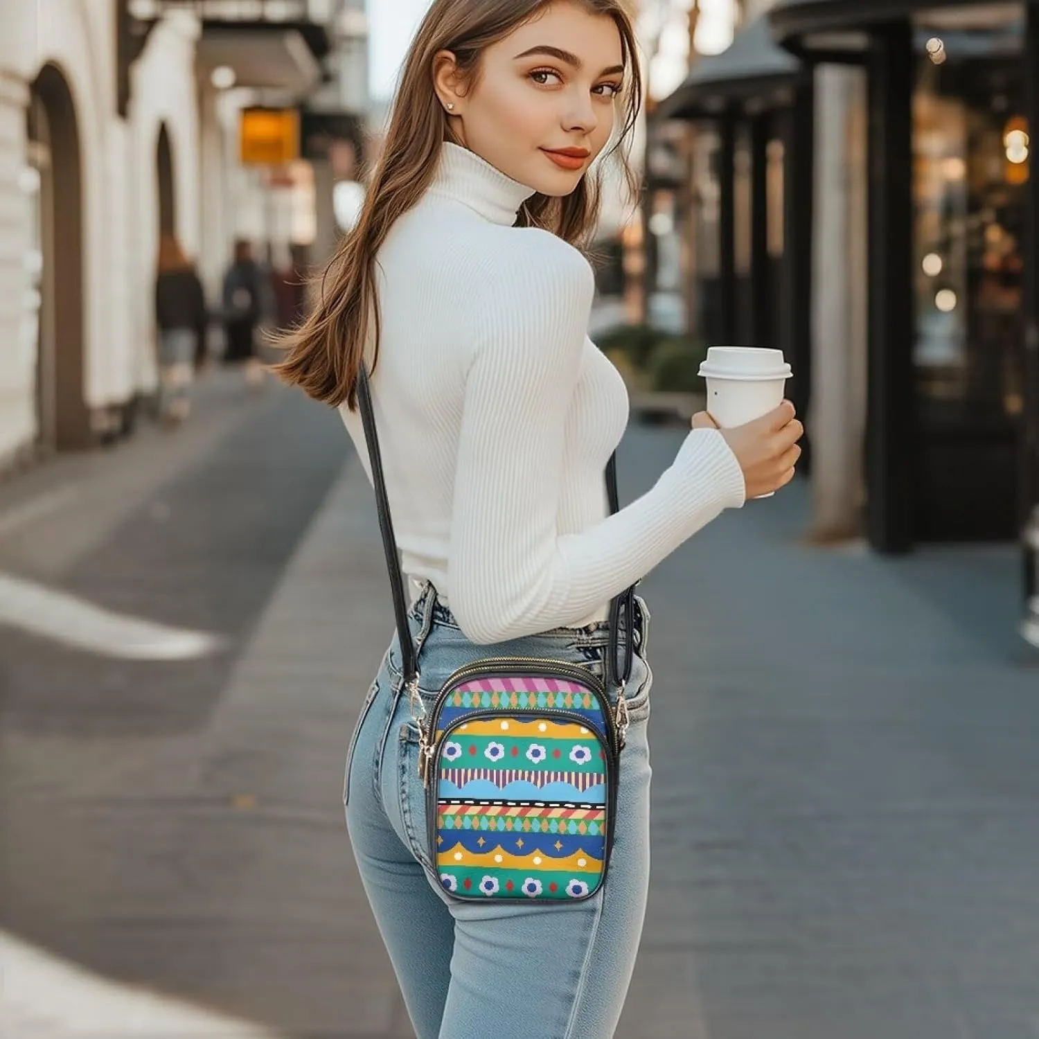 Multi Pocket PU Leather Crossbody Bag Shoulder Handbags Sling Bag Messenger Bags with Adjustable Strap