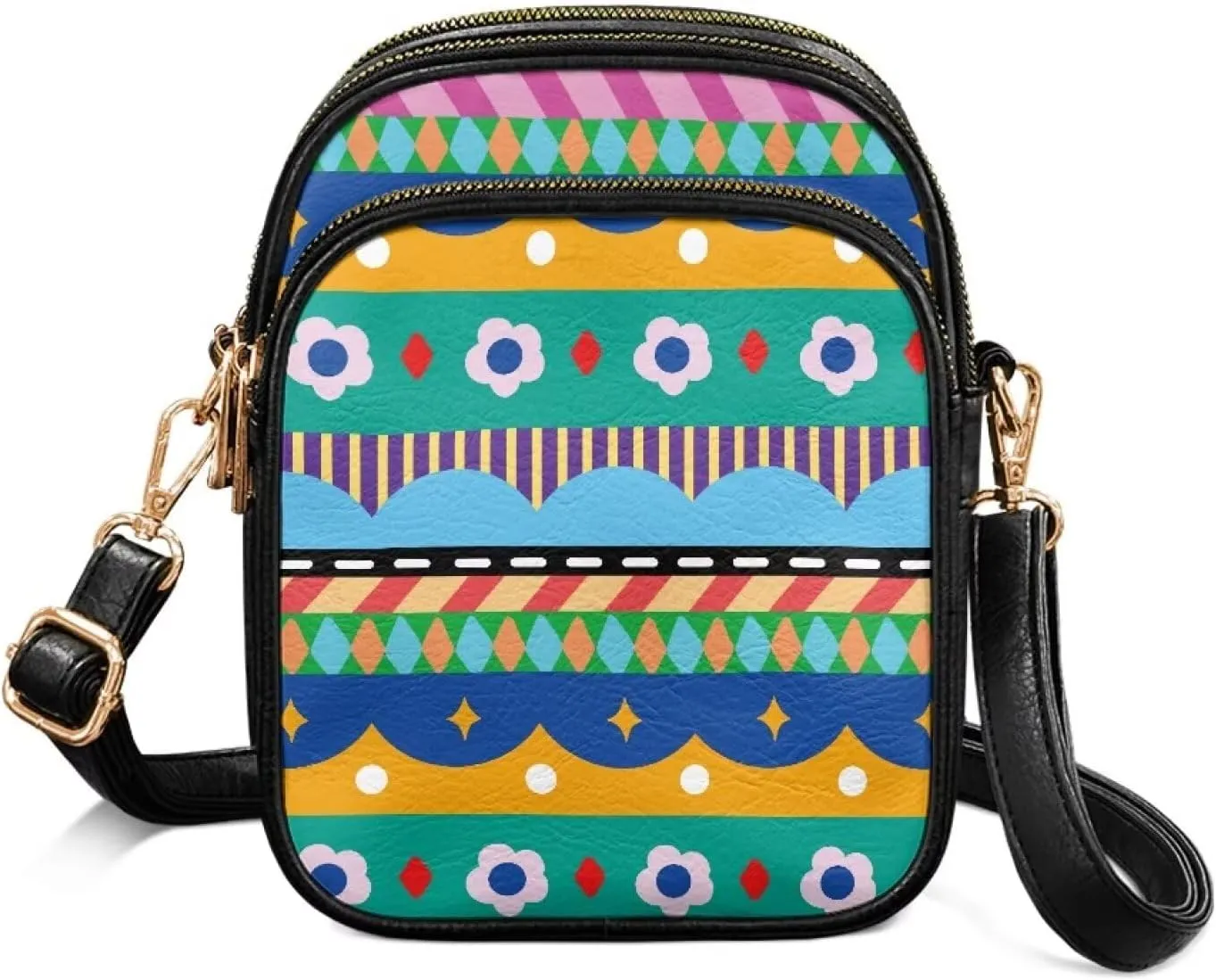 Multi Pocket PU Leather Crossbody Bag Shoulder Handbags Sling Bag Messenger Bags with Adjustable Strap