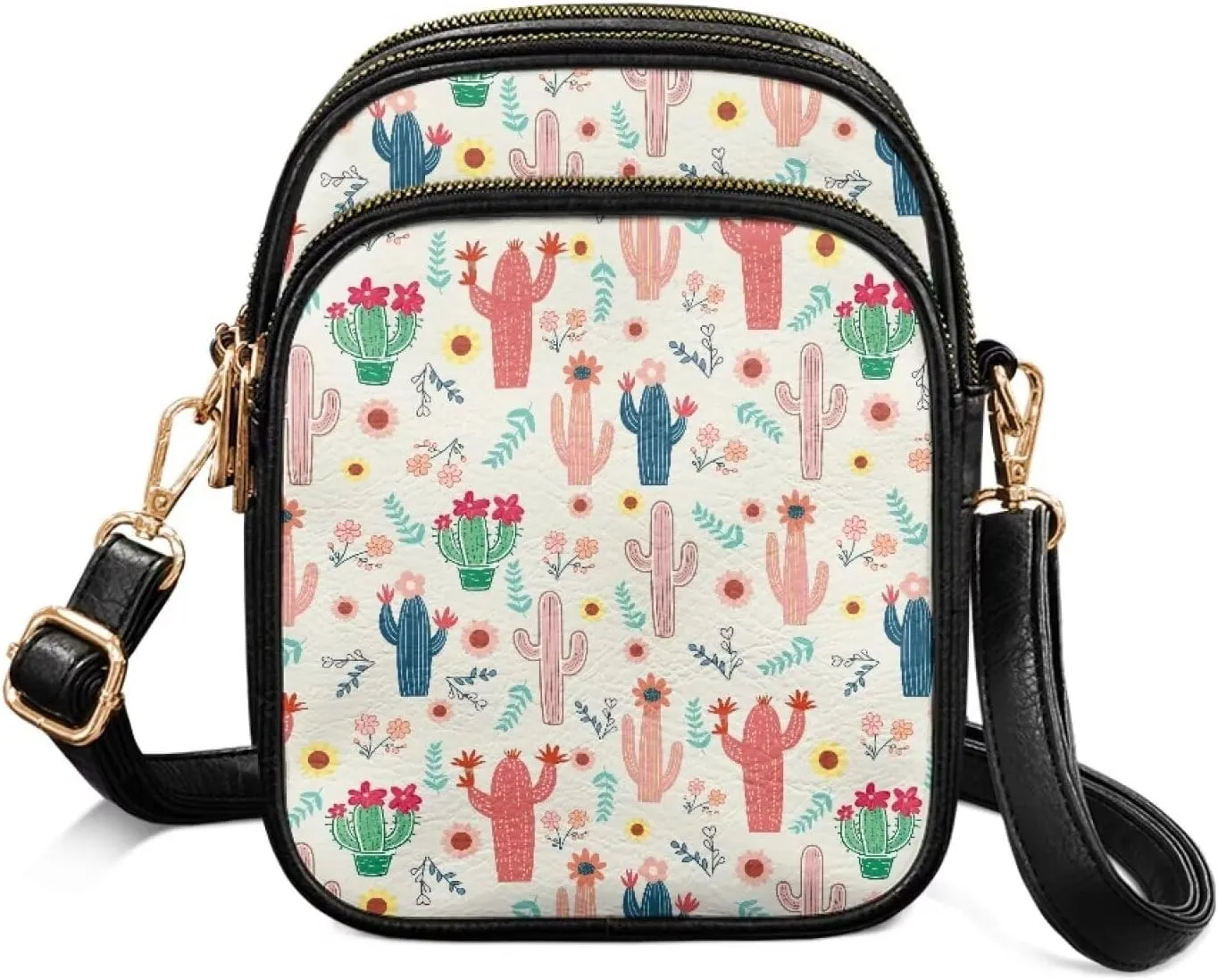Multi Pocket PU Leather Crossbody Bag Shoulder Handbags Sling Bag Messenger Bags with Adjustable Strap