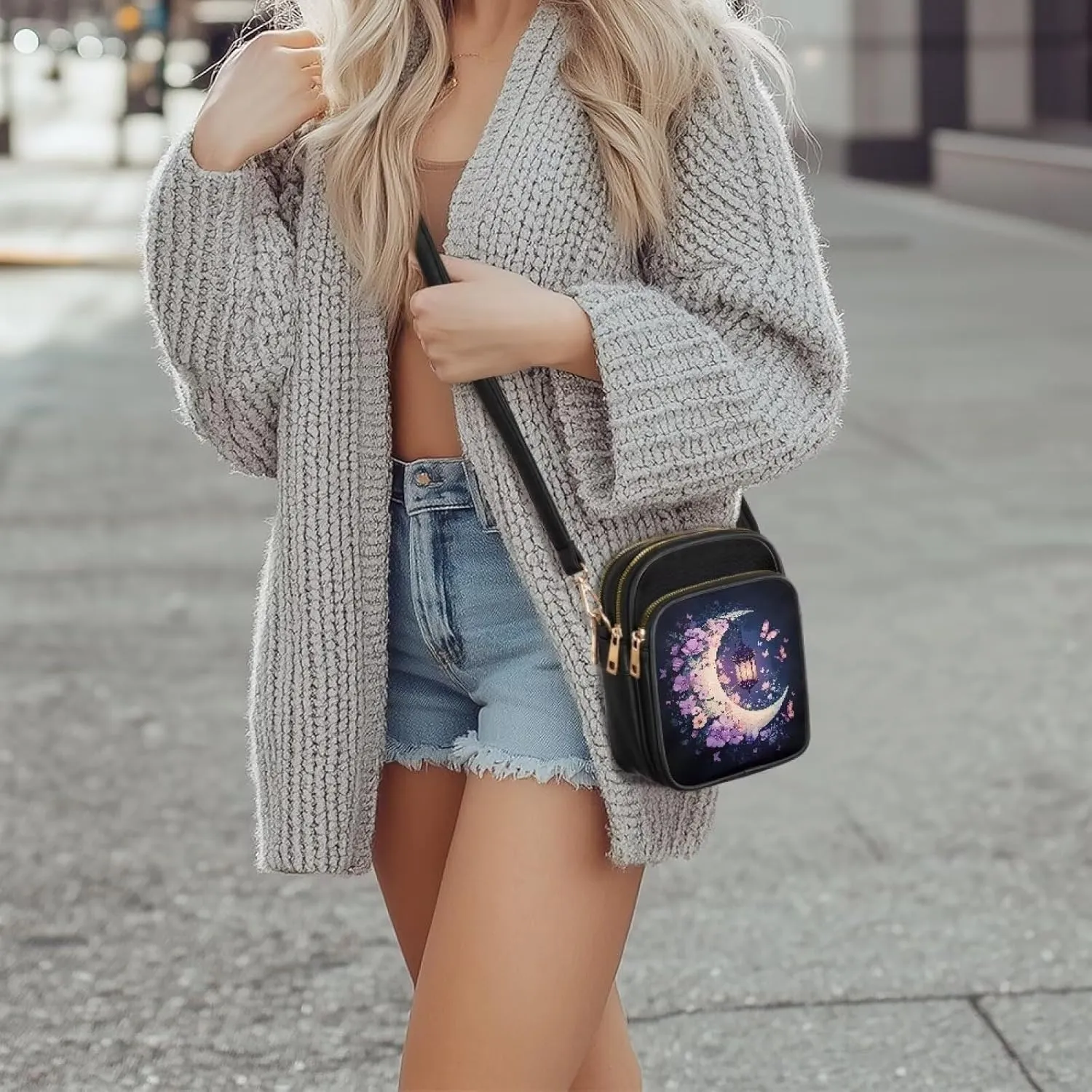 Multi Pocket PU Leather Crossbody Bag Shoulder Handbags Sling Bag Messenger Bags with Adjustable Strap