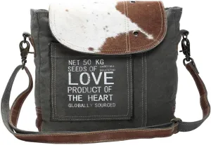 Myra Bag Seeds of Love Upcycled Canvas & Cowhide Shoulder Bag S-1127