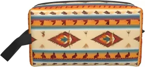 Native American Print Portable Makeup Pouch Travel Toiletry Bag Storage Bags with Handles Large Capacity