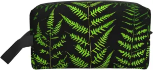 natural plant silhouette fern leaf Print Portable Makeup Pouch Travel Toiletry Bag Storage Bags with Handles Large Capacity