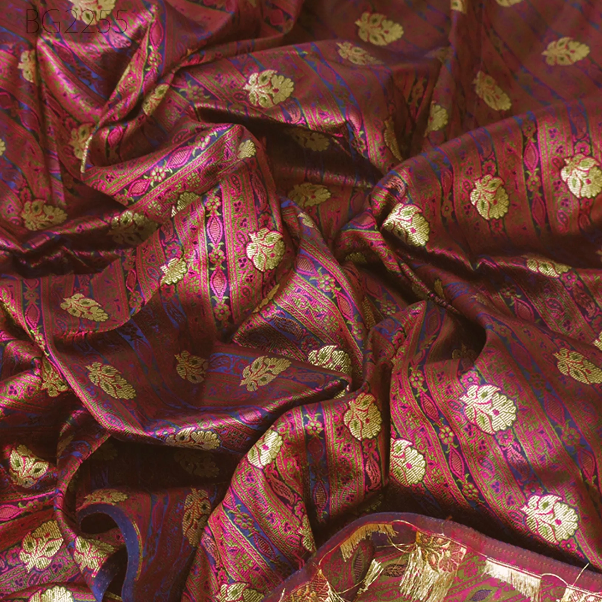 Navy Blue Indian Jacquard Dress Material Brocade Bridal Wedding Dresses Fabric By The Yard Crafting Sewing Silk Curtains Making Duvet Covers