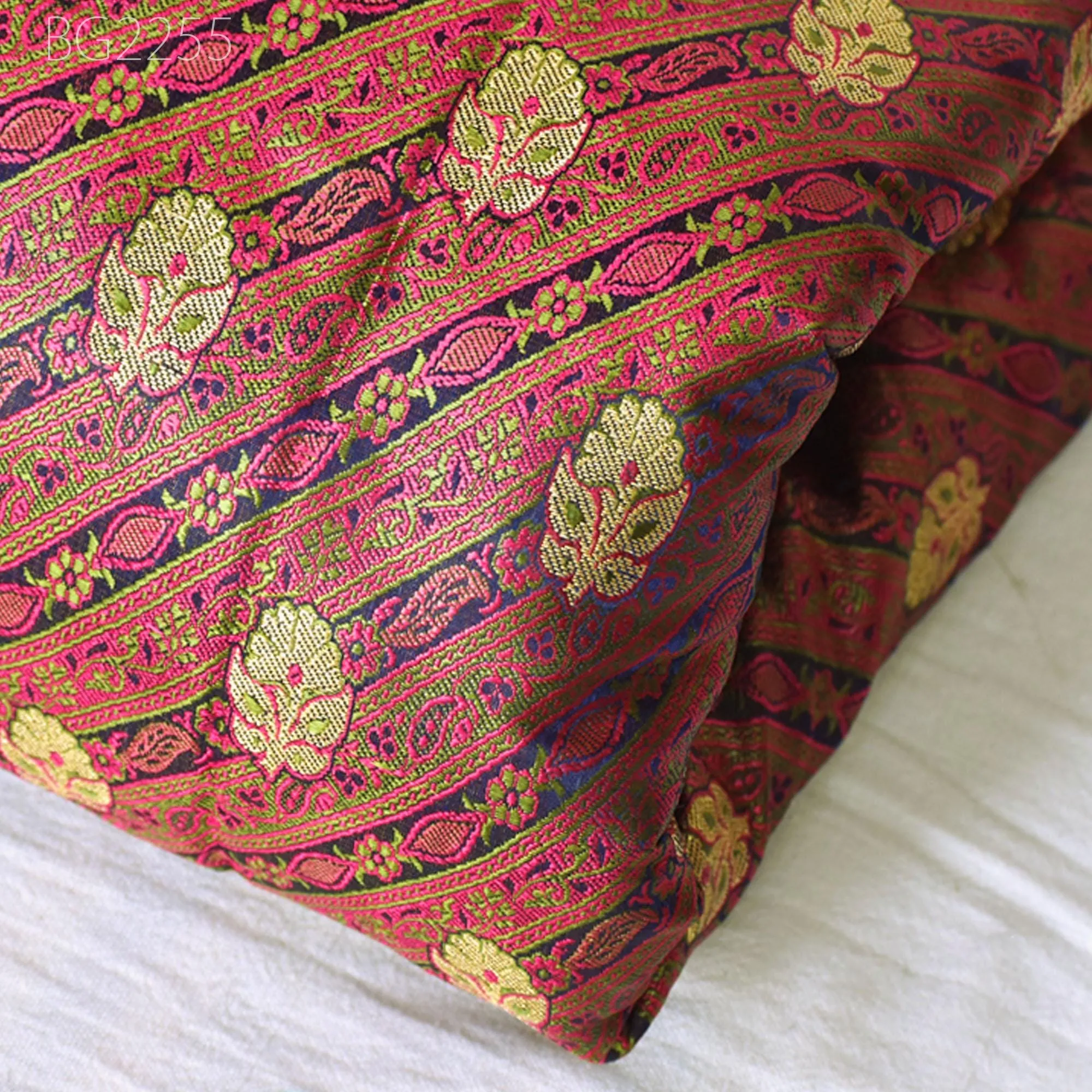 Navy Blue Indian Jacquard Dress Material Brocade Bridal Wedding Dresses Fabric By The Yard Crafting Sewing Silk Curtains Making Duvet Covers