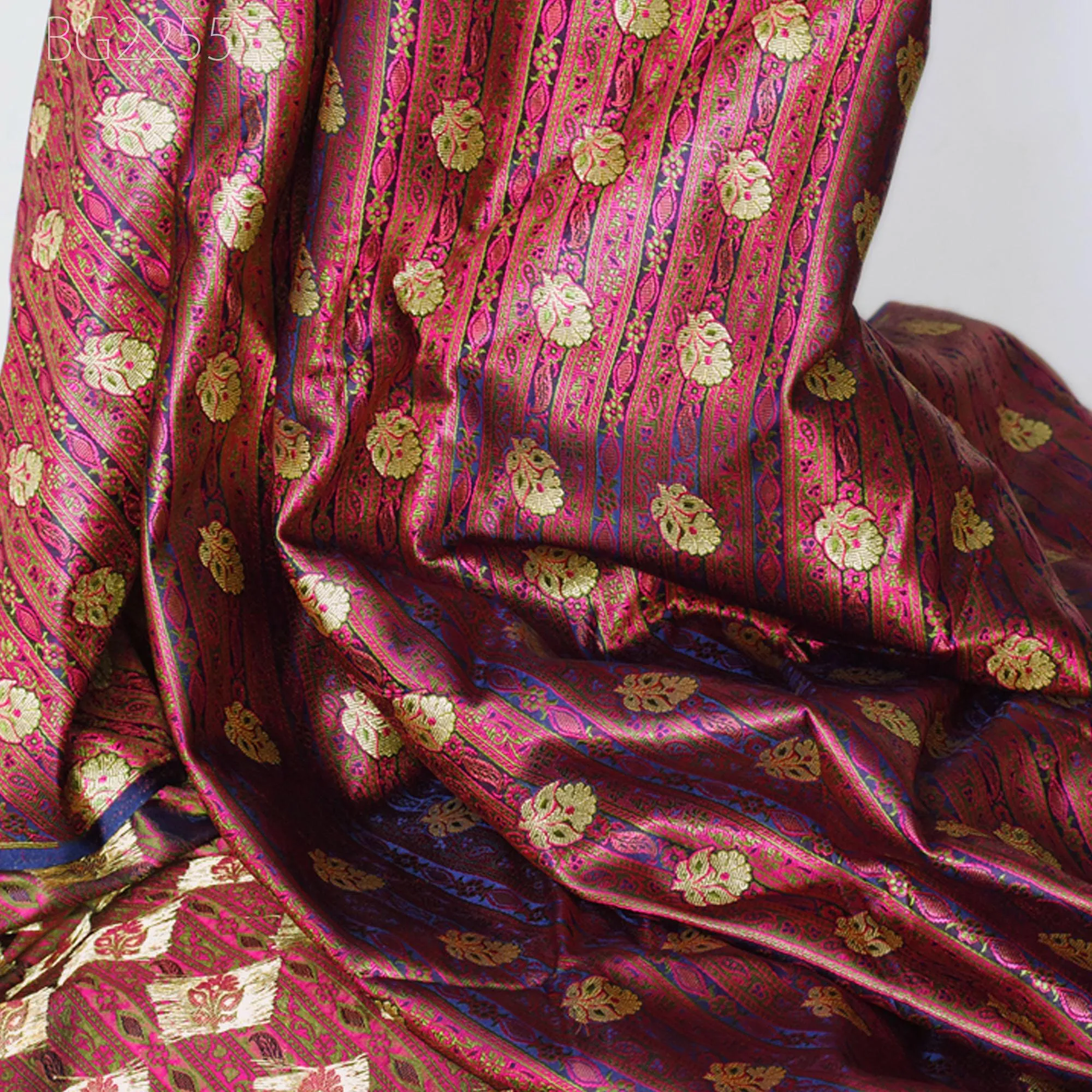 Navy Blue Indian Jacquard Dress Material Brocade Bridal Wedding Dresses Fabric By The Yard Crafting Sewing Silk Curtains Making Duvet Covers