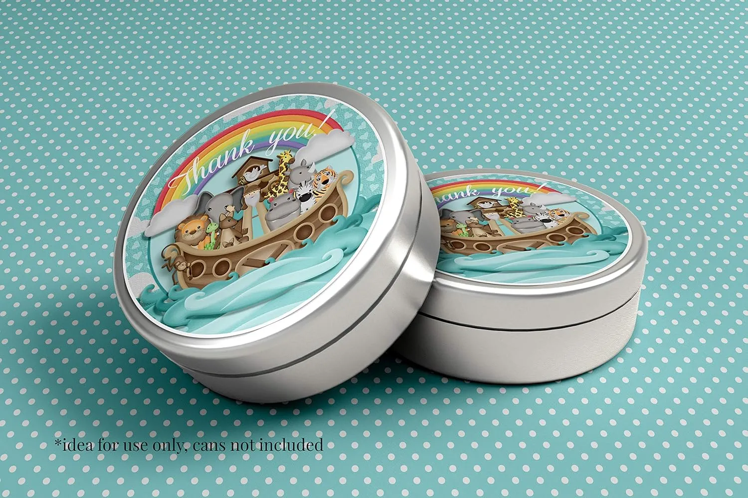 Noah’s Ark Themed Birthday or Baby Shower Thank You Sticker Labels, 40 2" Party Circle Stickers by AmandaCreation, Great for Party Favors, Envelope Seals & Goodie Bags