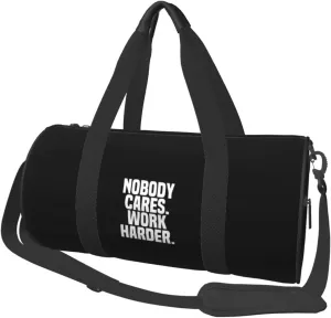 Nobody Cares Work Harder Convertible Garment Bag with Shoulder Strap, Carry on Garment Duffel Bag for Men Women - Rolling Foldable for Travel Luggage Bags (Black)